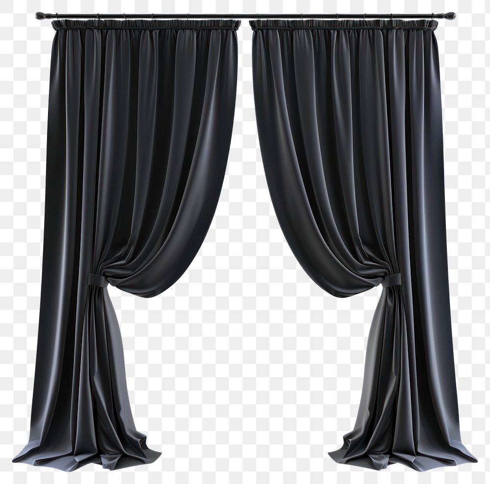 PNG Elegant black draped curtains