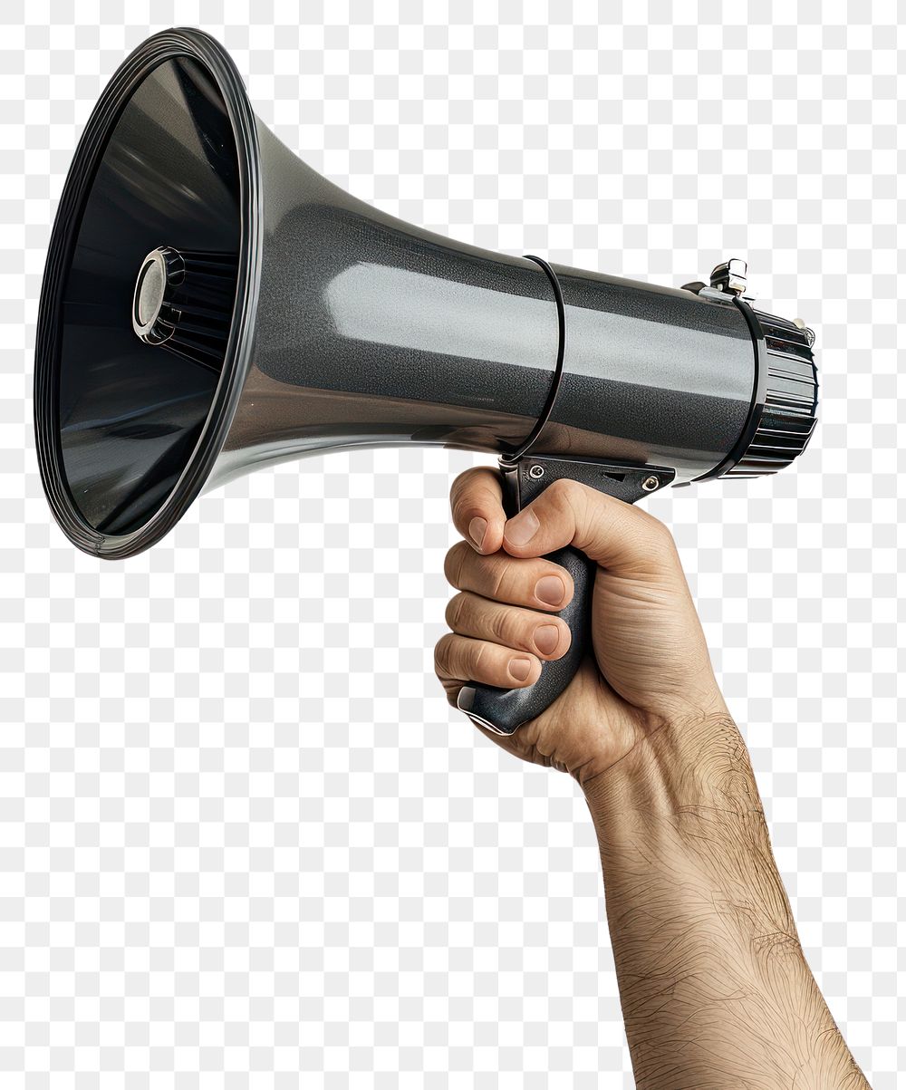 PNG Hand holding black megaphone