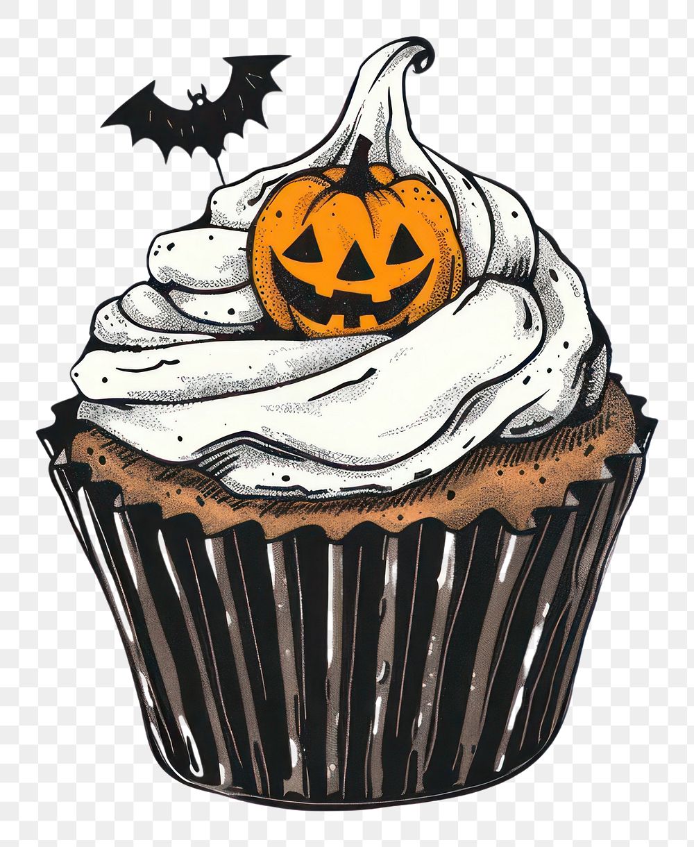 PNG  Halloween cupcake with pumpkin