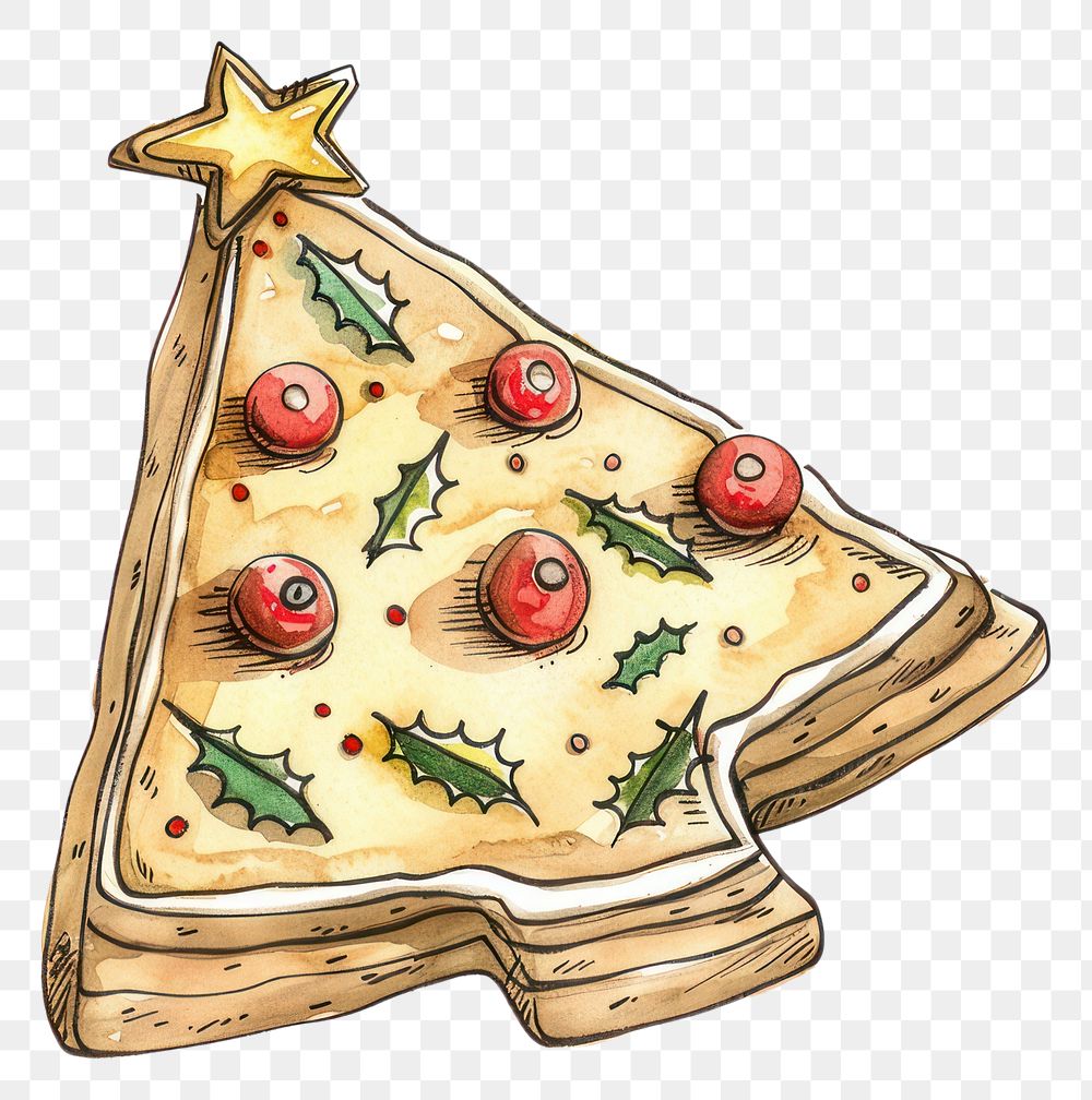 PNG Festive Christmas tree cookie illustration