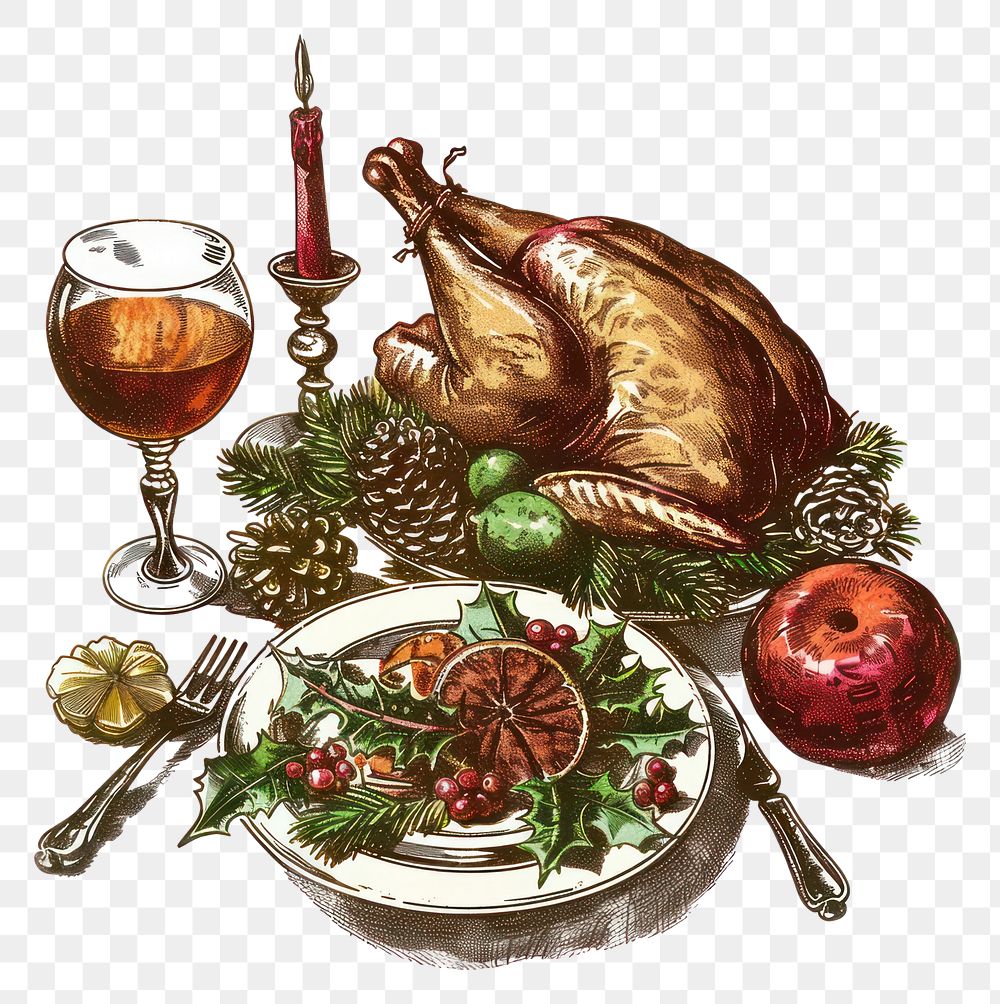 PNG Festive holiday dinner illustration