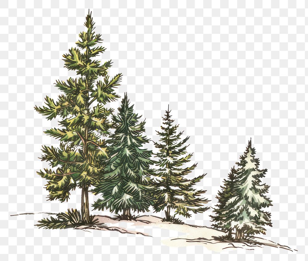 PNG Serene winter pine tree illustration