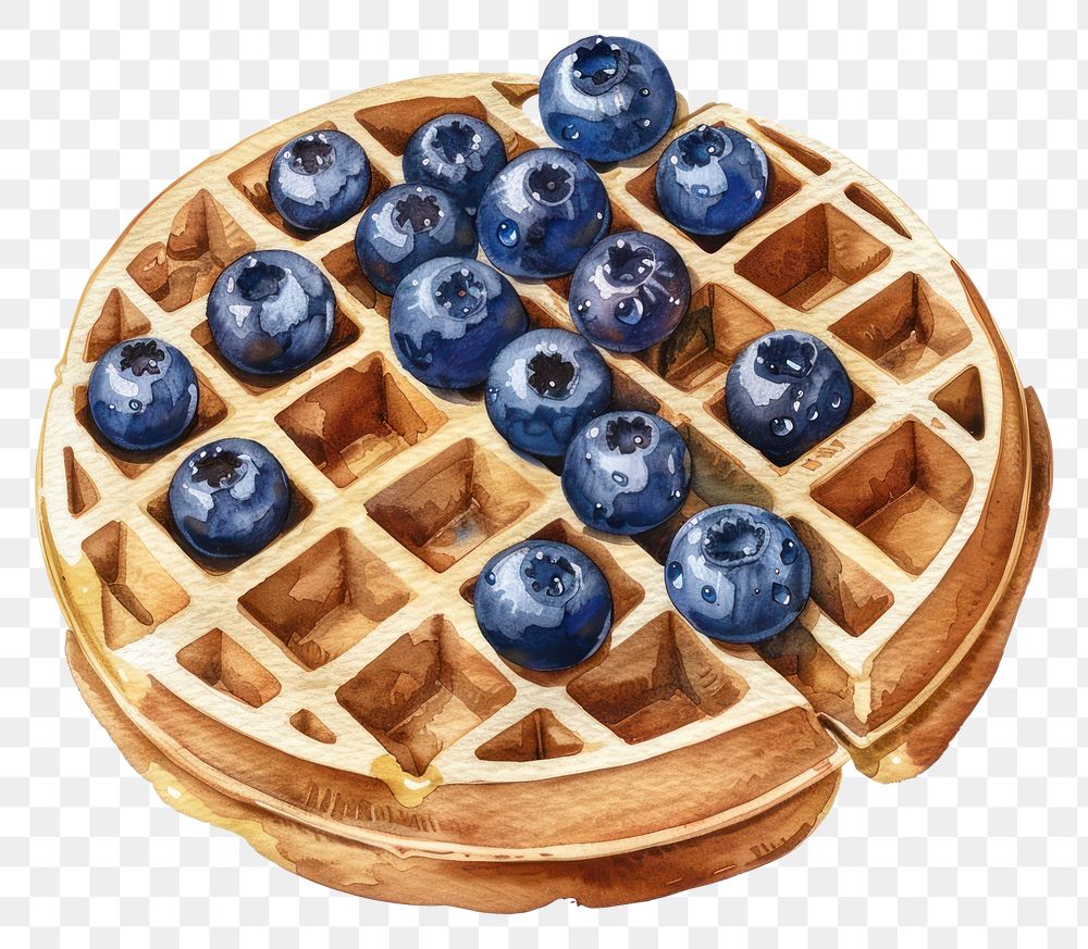 PNG Delicious blueberry waffle illustration.