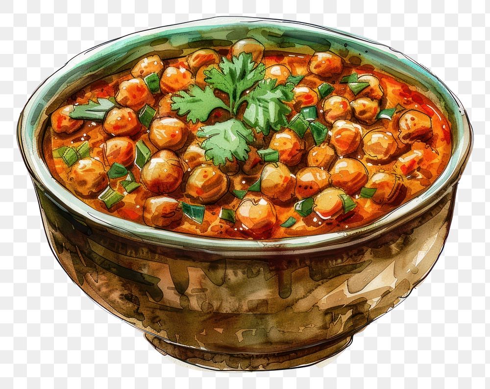 PNG Spicy chickpea curry in bowl