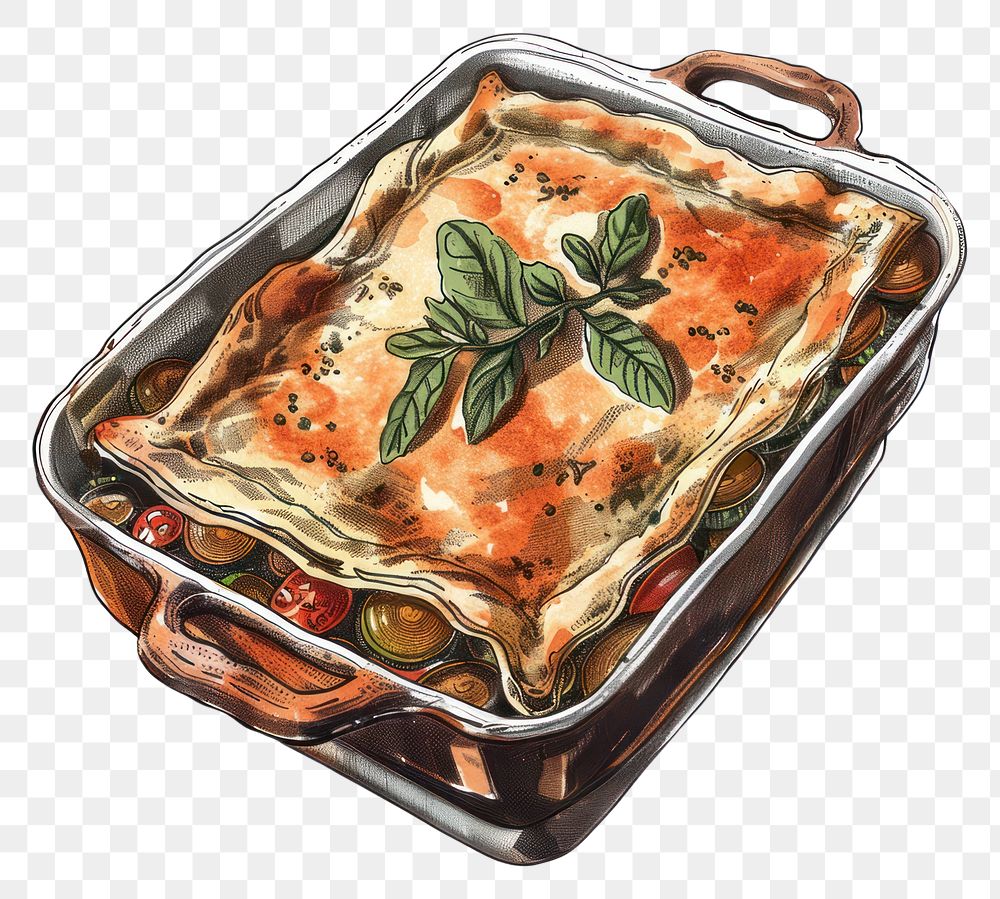 PNG Delicious lasagna in baking dish