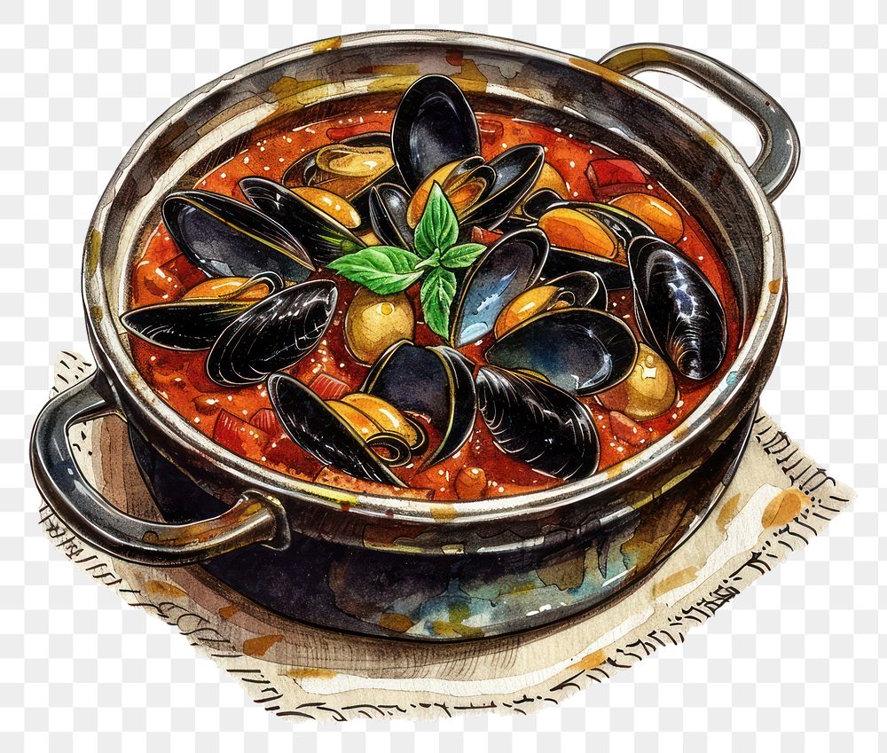 PNG Delicious seafood stew illustration