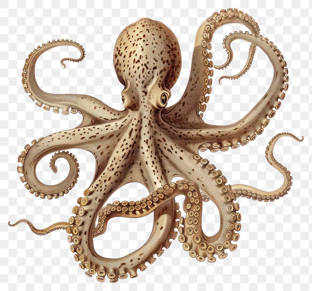 PNG Detailed vintage octopus illustration