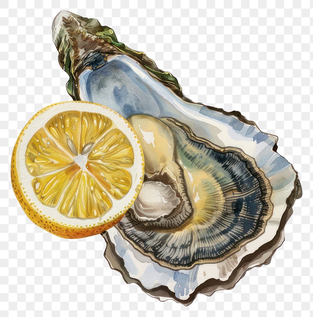 PNG Fresh oyster with lemon slice