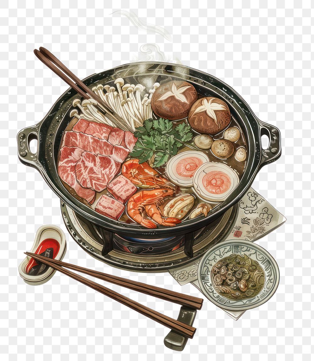 PNG Traditional hot pot meal illustration