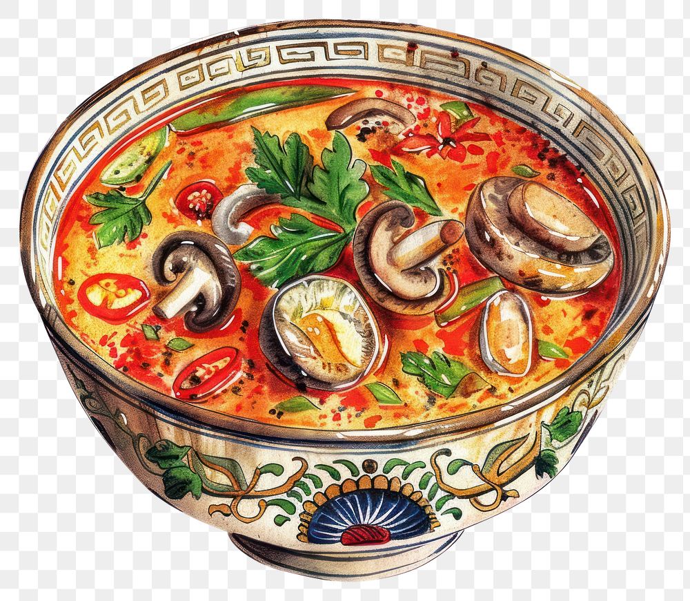 PNG Spicy mushroom soup illustration