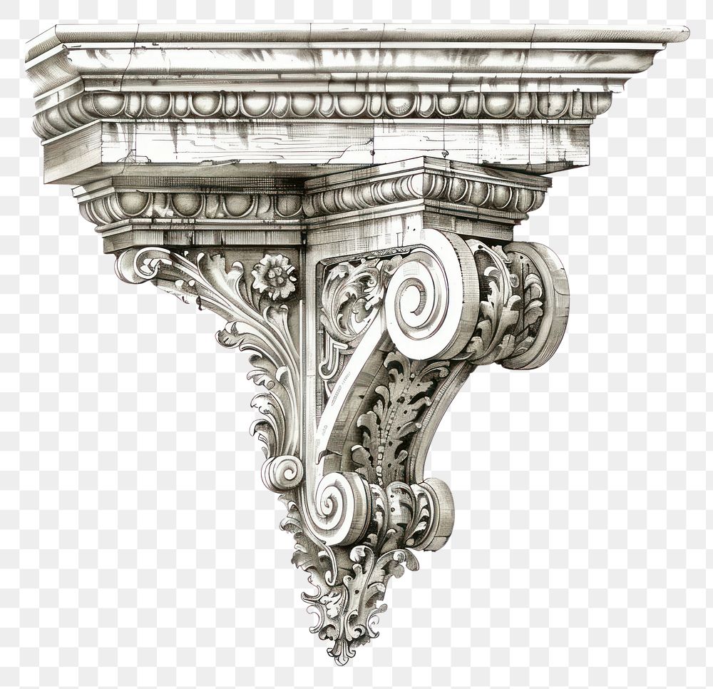 PNG Ornate architectural corbel illustration