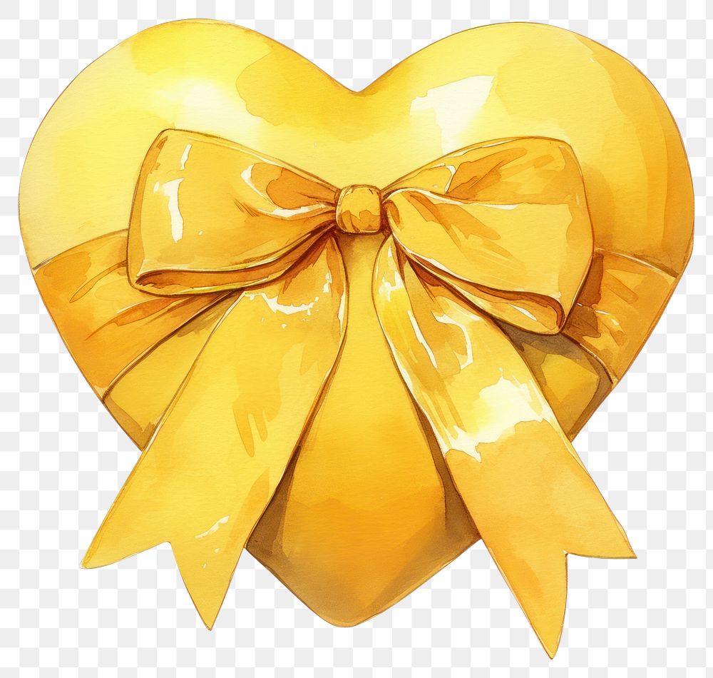 PNG Golden heart gift illustration