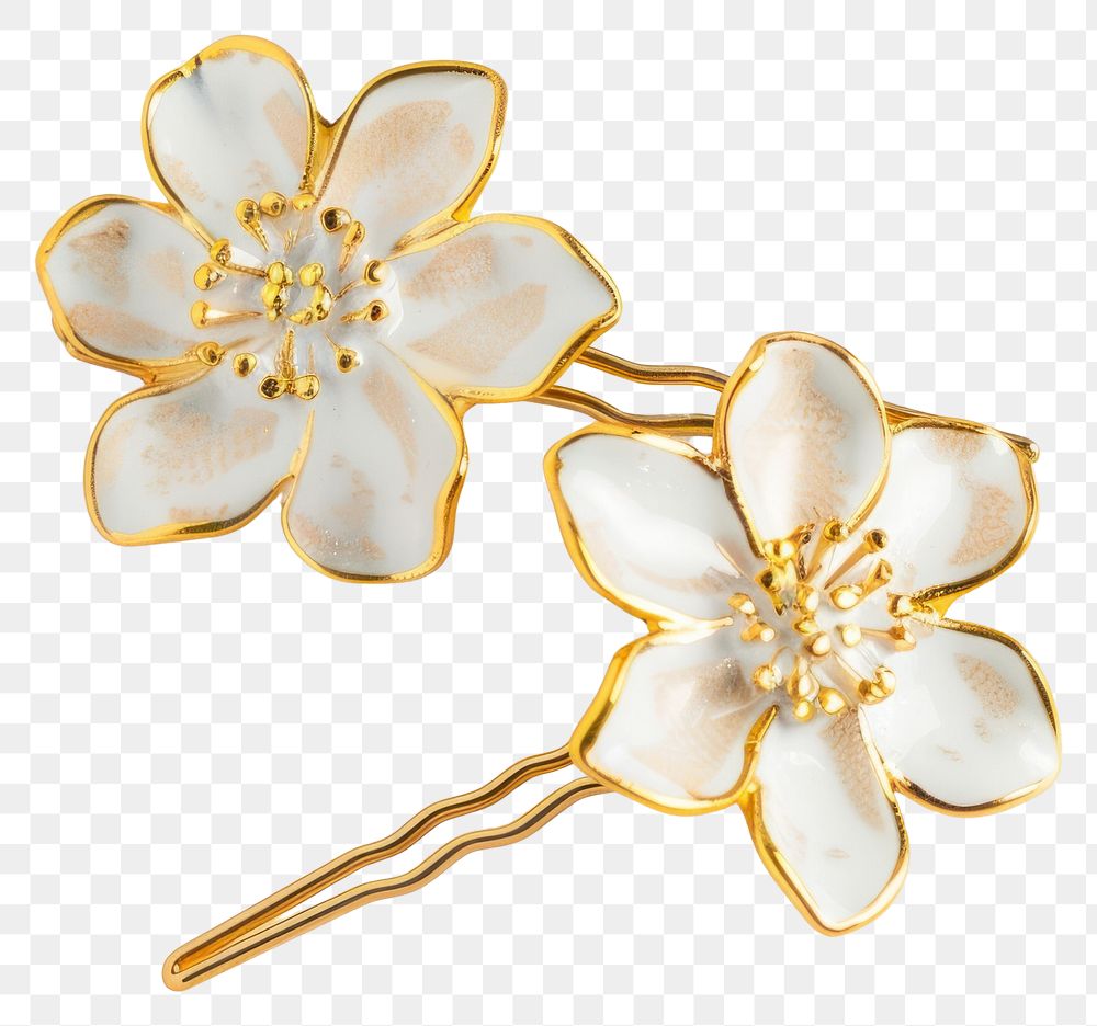 PNG Elegant floral hairpins gold