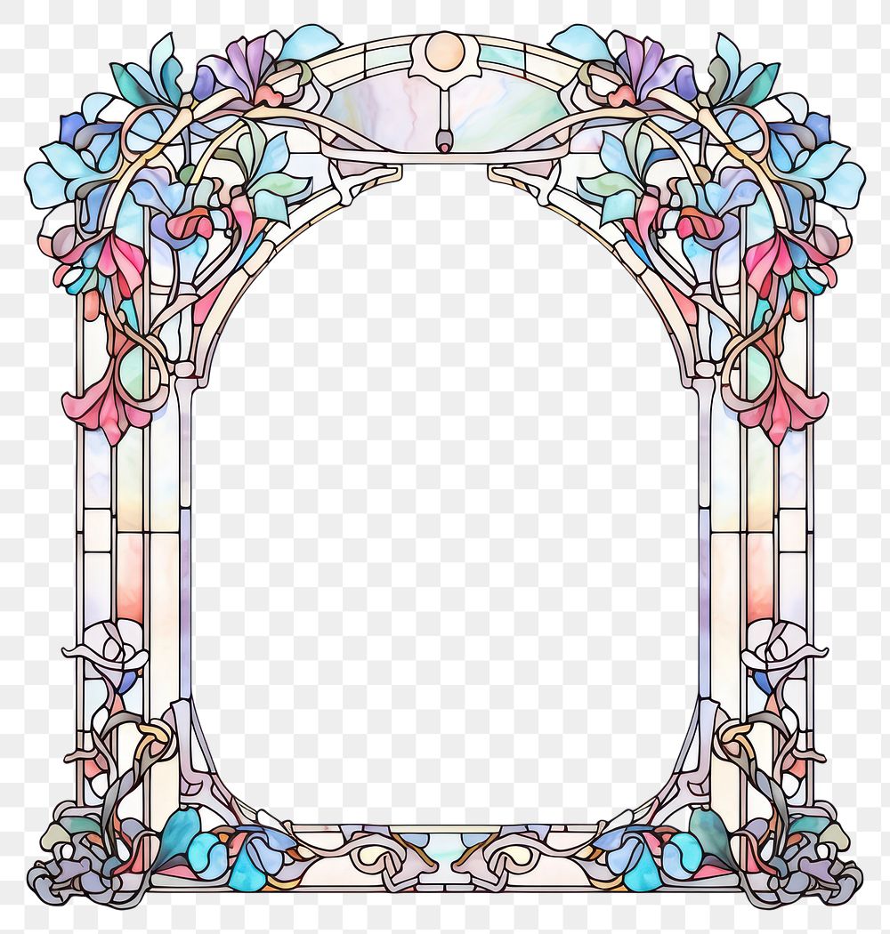 PNG Elegant floral stained glass frame