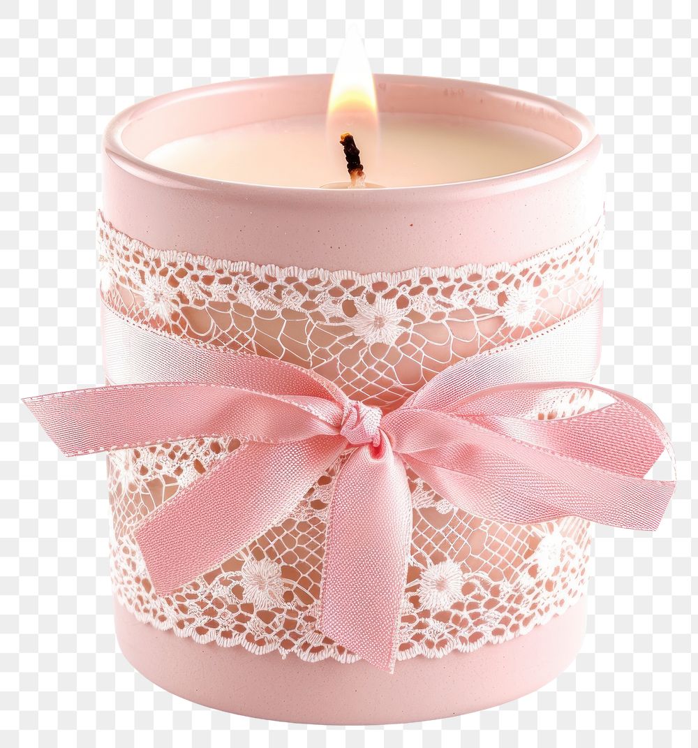 PNG  Elegant pink lace candle