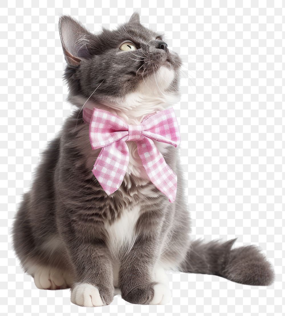 PNG  Adorable cat with pink bow