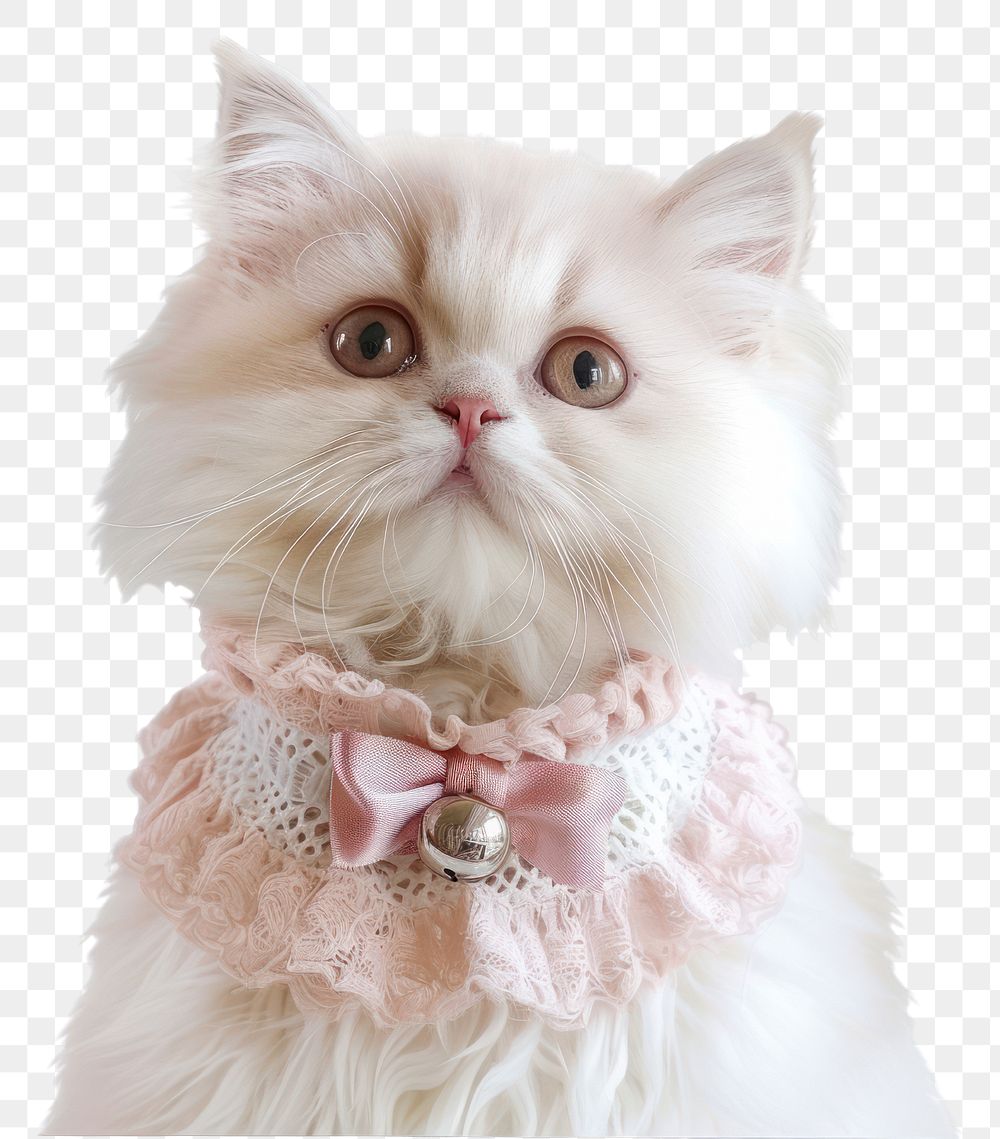 PNG  Adorable fluffy cat with bow