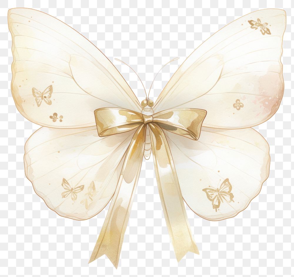 PNG Elegant butterfly with golden ribbon