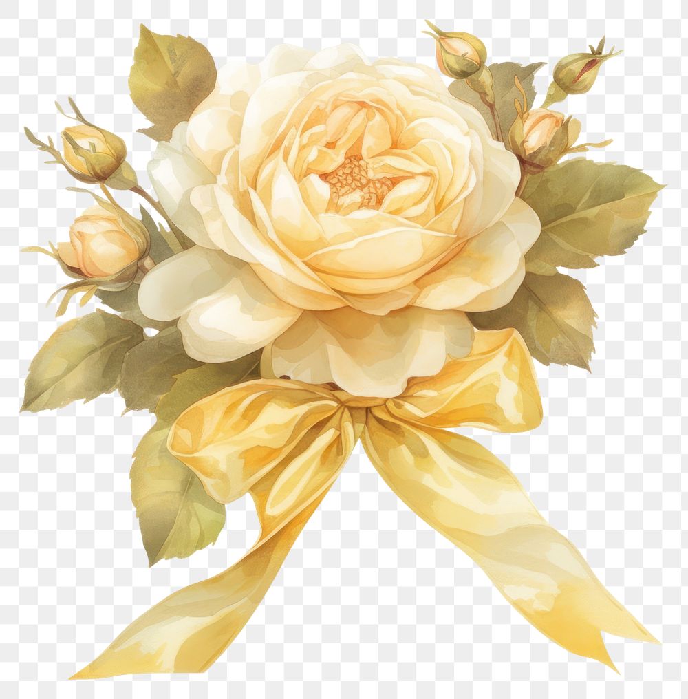 PNG Elegant yellow rose bouquet illustration