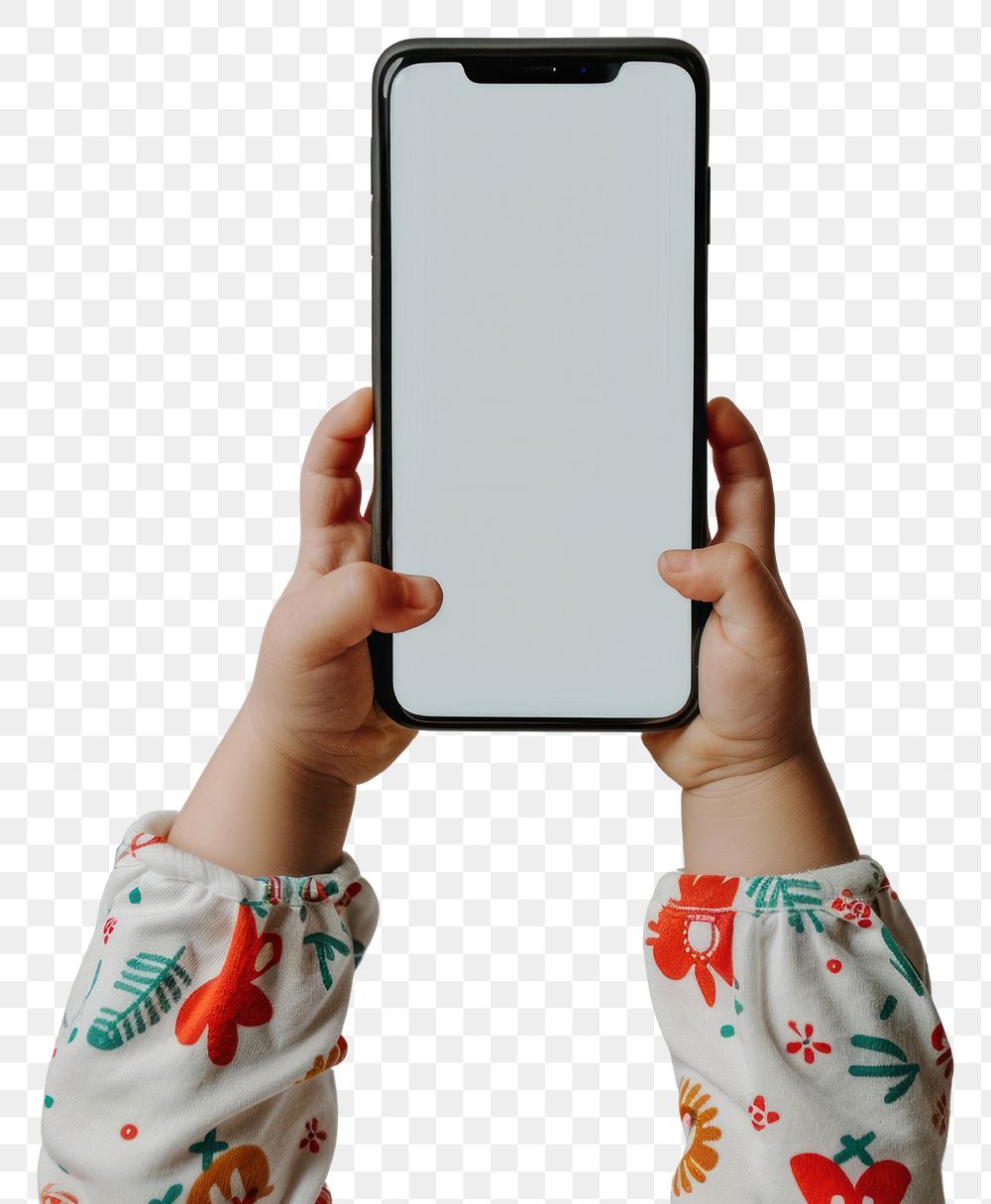 PNG  Child holding blank smartphone screen