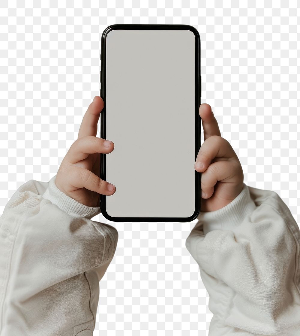 PNG  Child holding blank smartphone screen