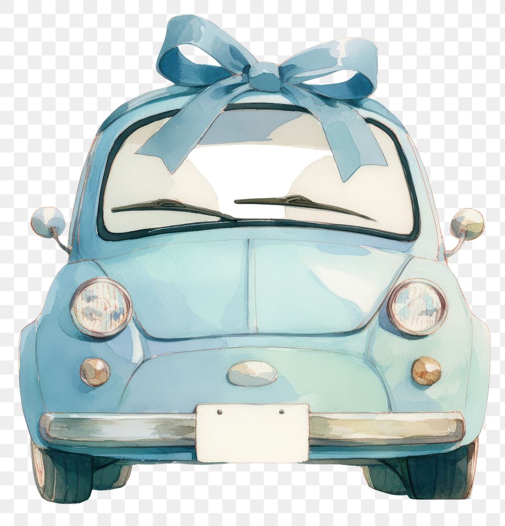 PNG  Cute blue car gift illustration