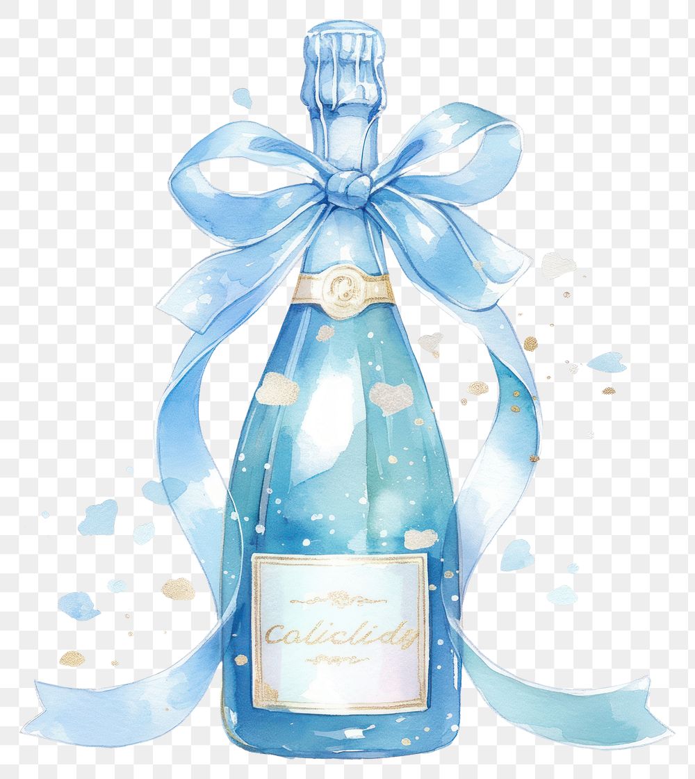 PNG  Elegant watercolor champagne bottle