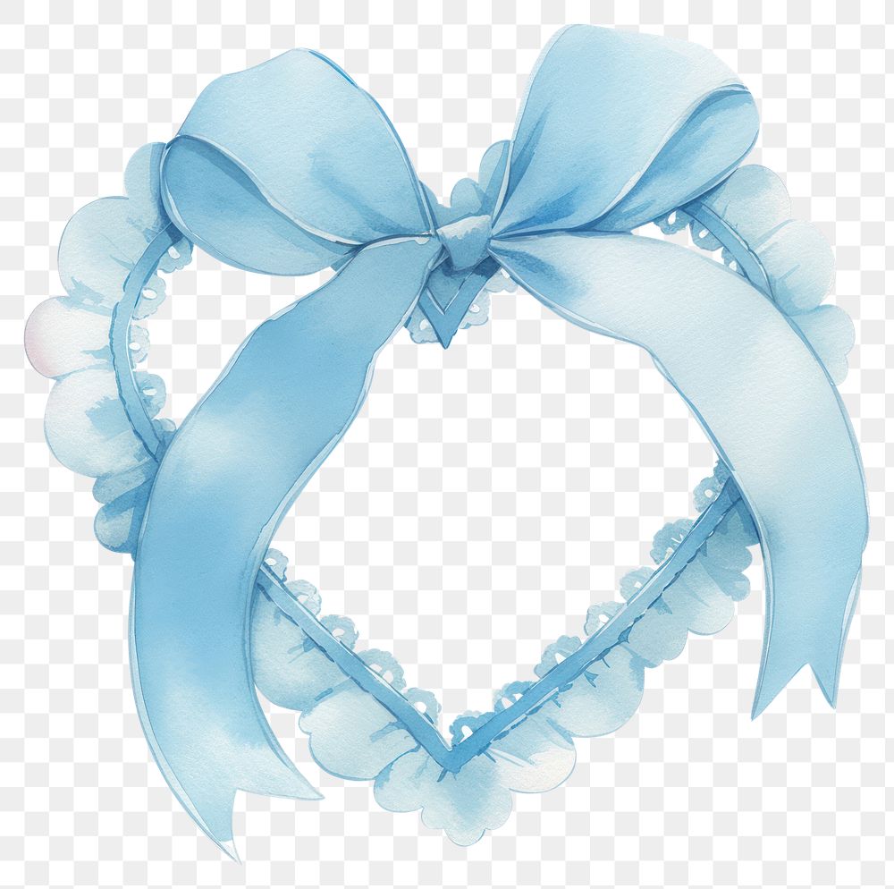 PNG  Elegant blue heart ribbon