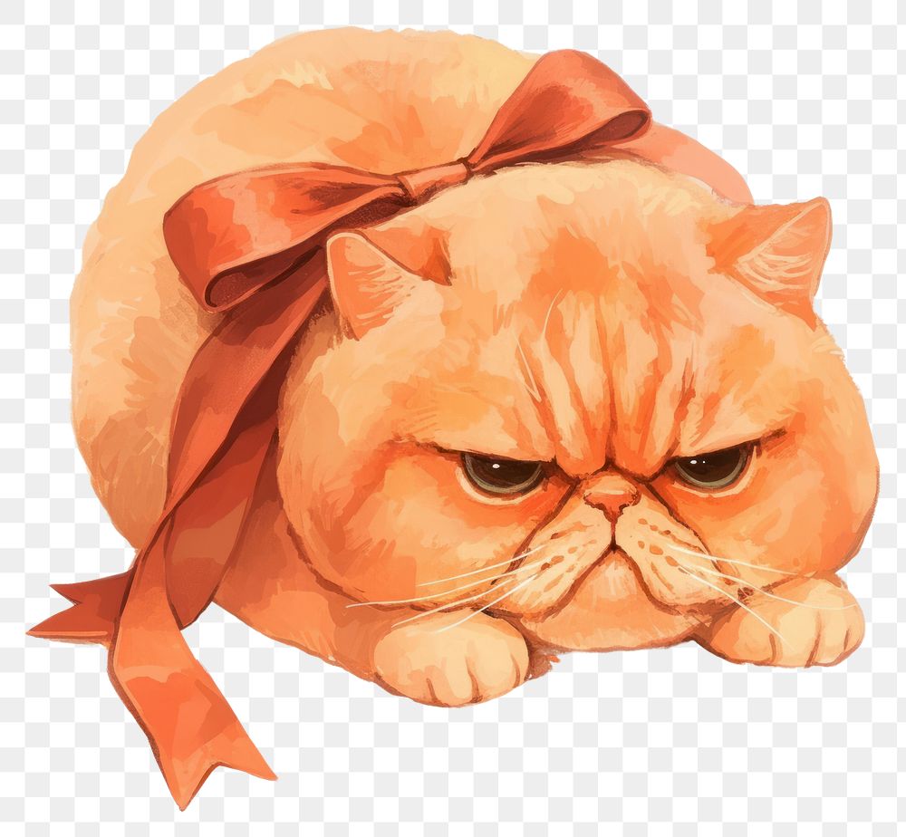 PNG Grumpy cat with red bow