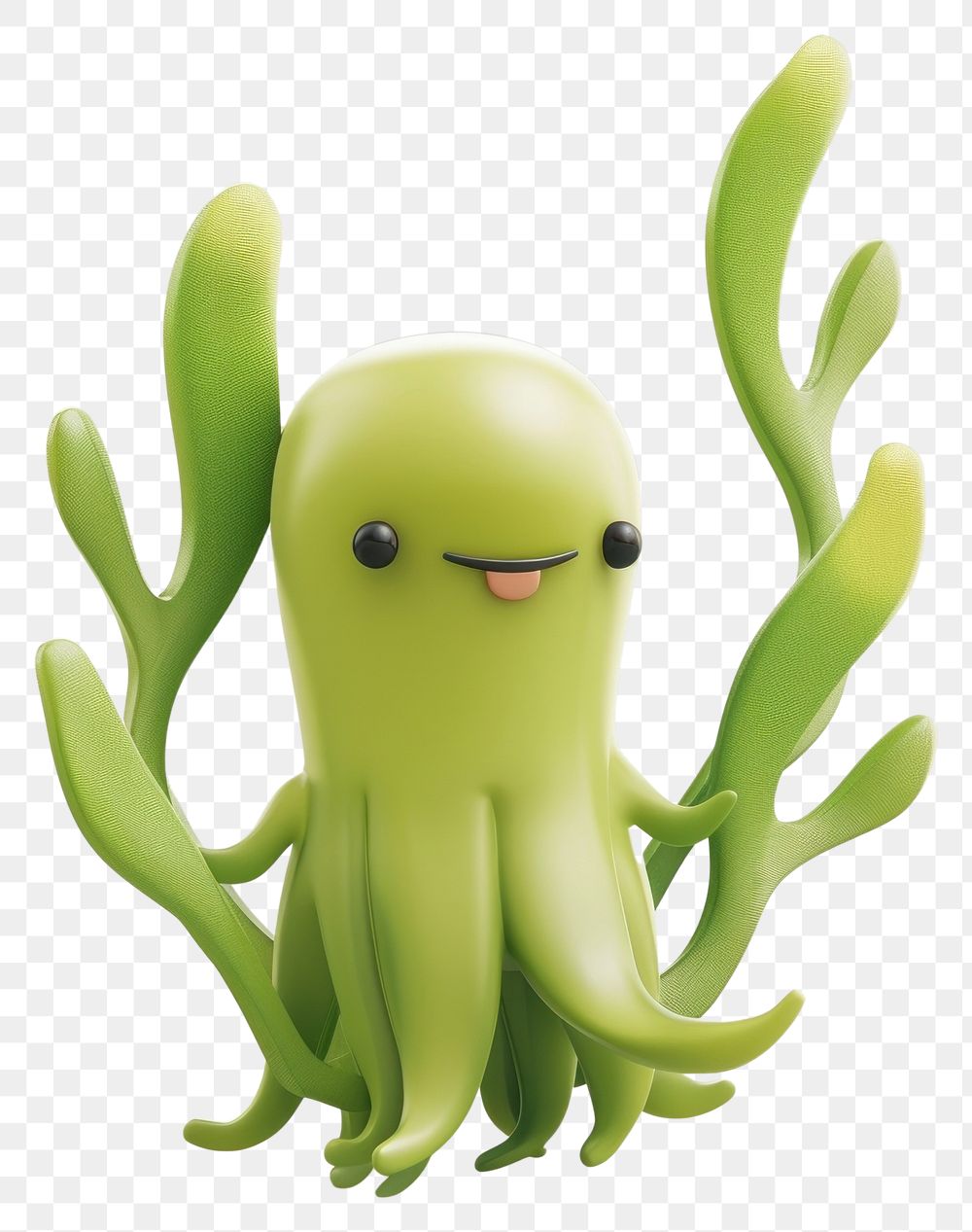 Cute green cartoon octopus illustration