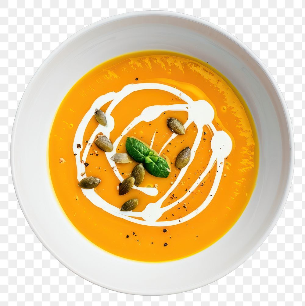 PNG Creamy pumpkin soup with garnish