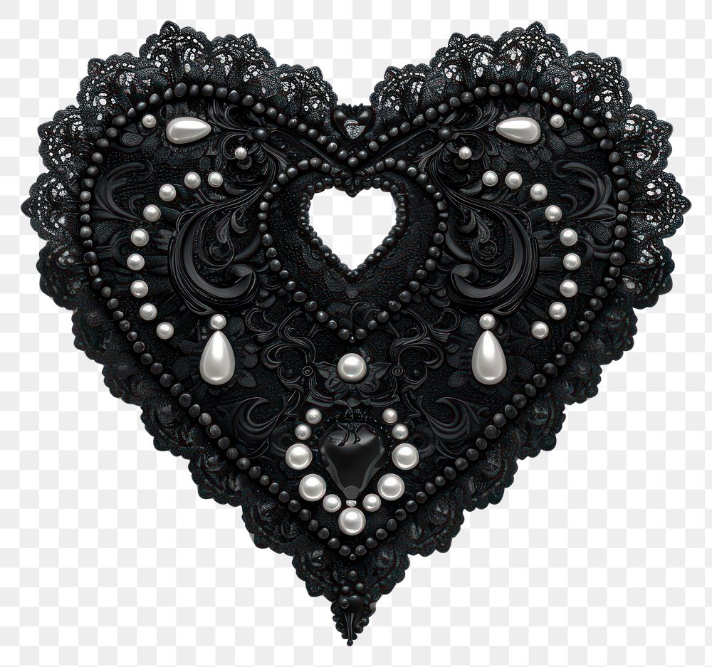 PNG Intricate black lace heart design