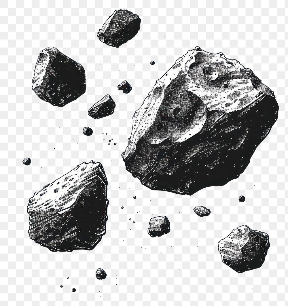 PNG Detailed floating space rocks illustration