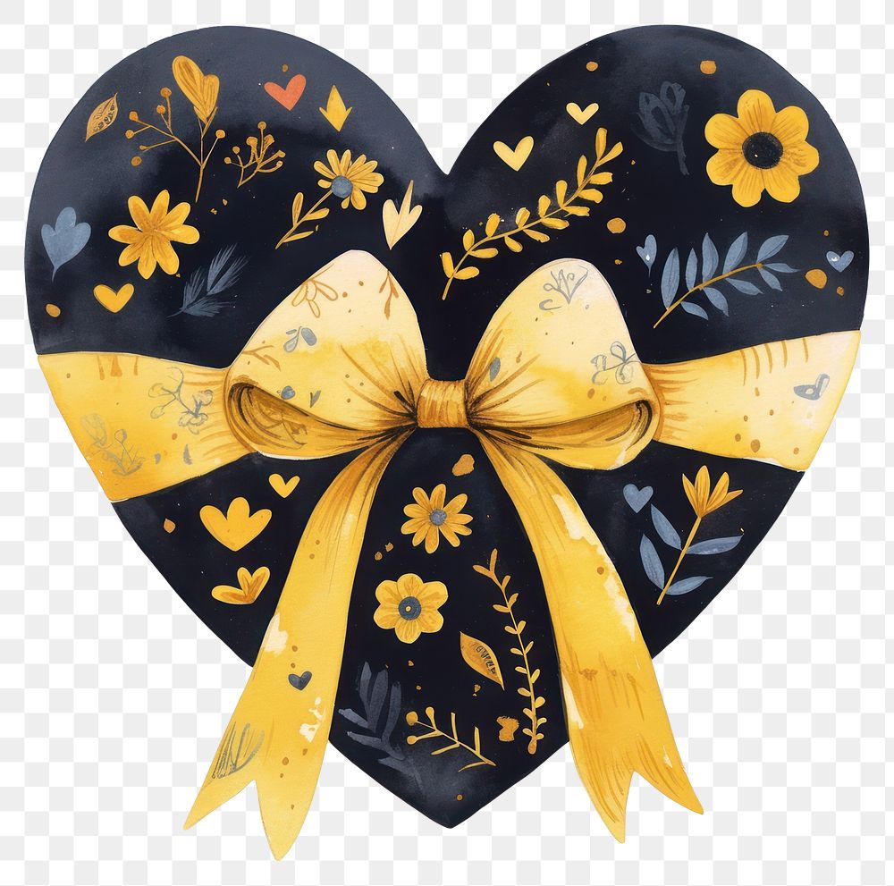 PNG Heart-shaped floral gift illustration