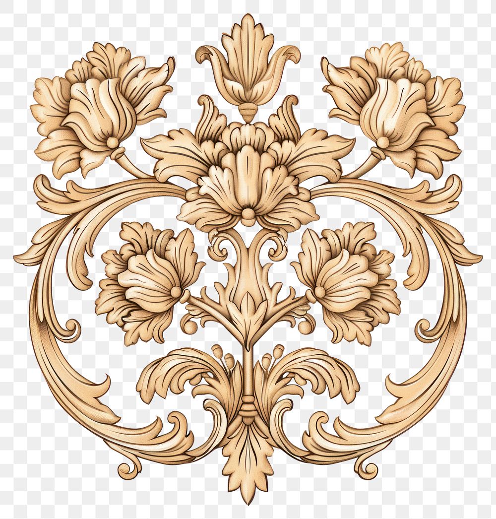 PNG Ornate floral wood carving illustration