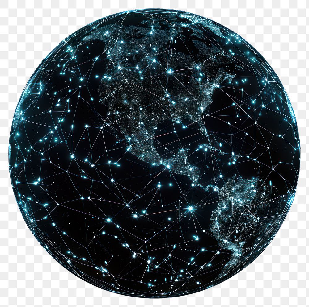 PNG Digital interconnected globe network visualization