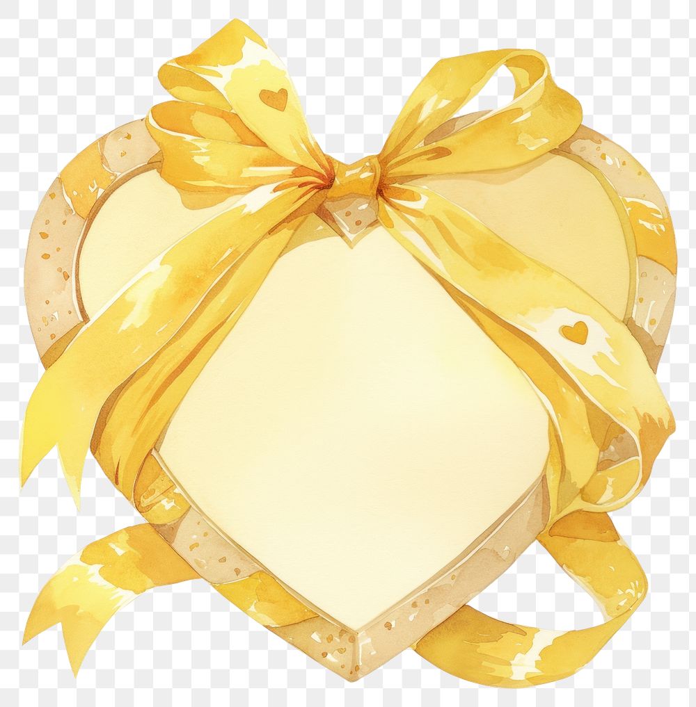 PNG Heart-shaped yellow ribbon frame