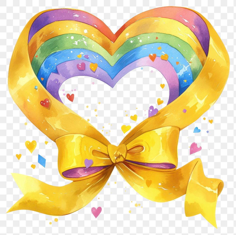 PNG Colorful heart ribbon illustration