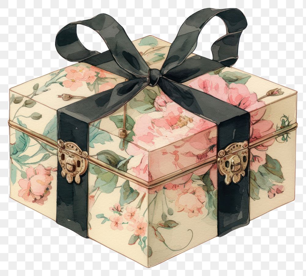 PNG  Elegant floral gift box