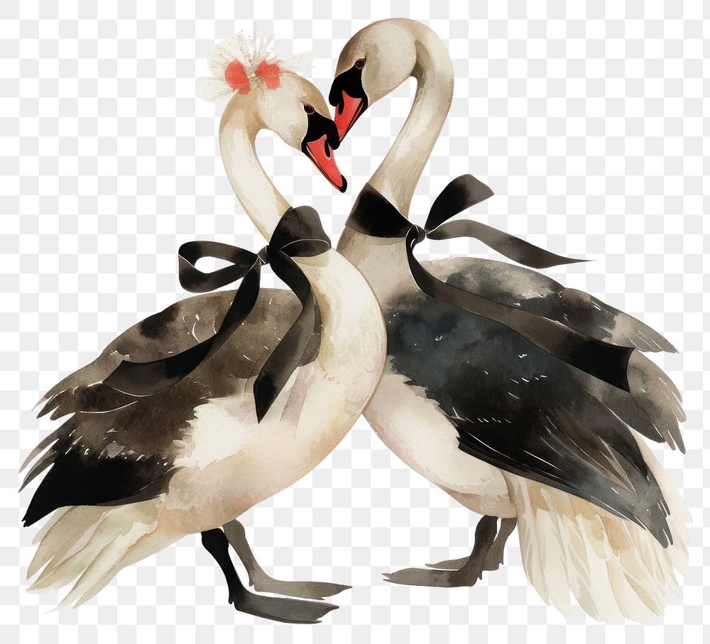 PNG  Elegant swans in love