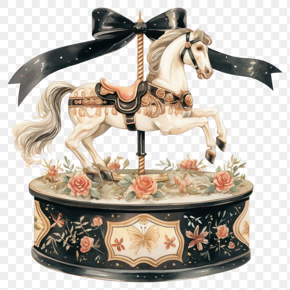 PNG  Vintage carousel horse illustration