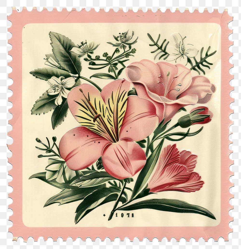 PNG Flowers bouquet postage stamp pattern blossom.