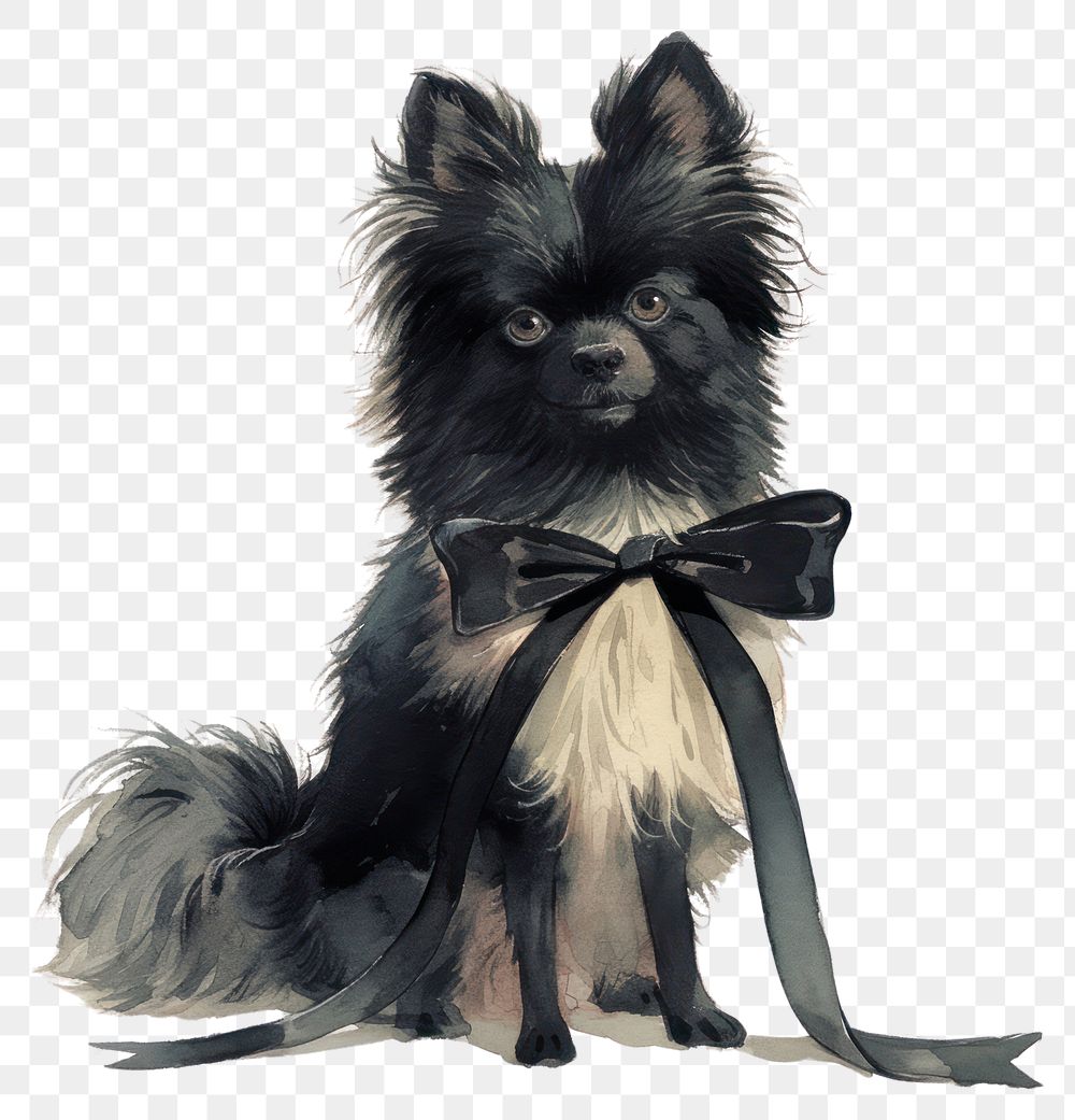 PNG  Cute dog with black bow