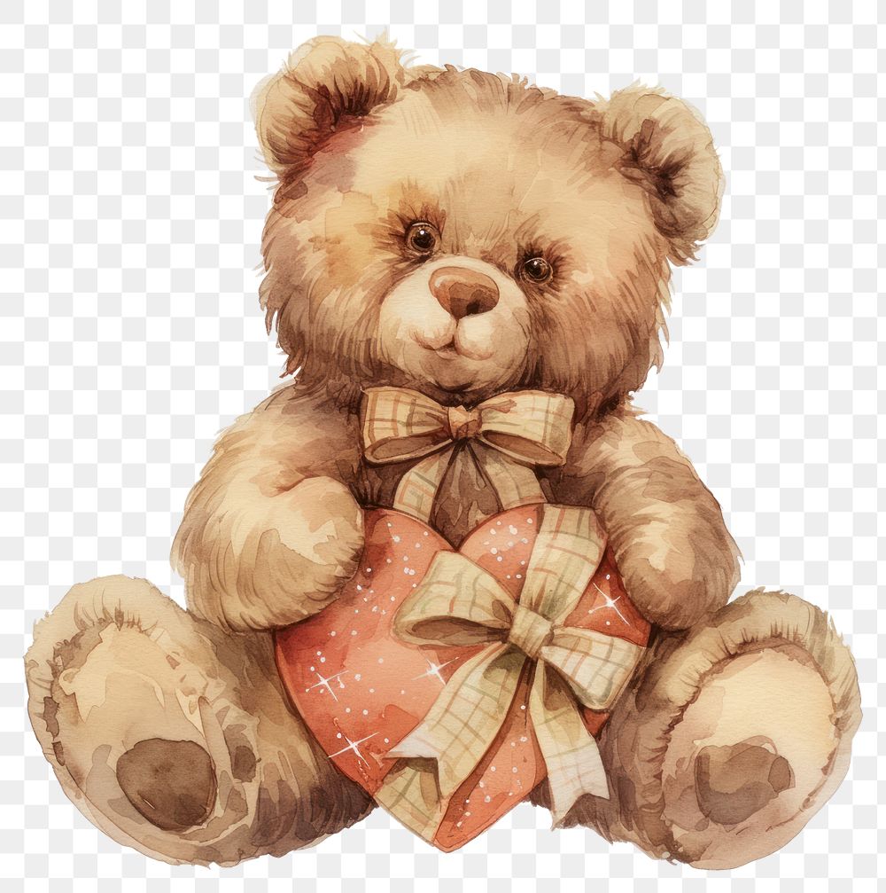 PNG  Cute teddy bear holding heart