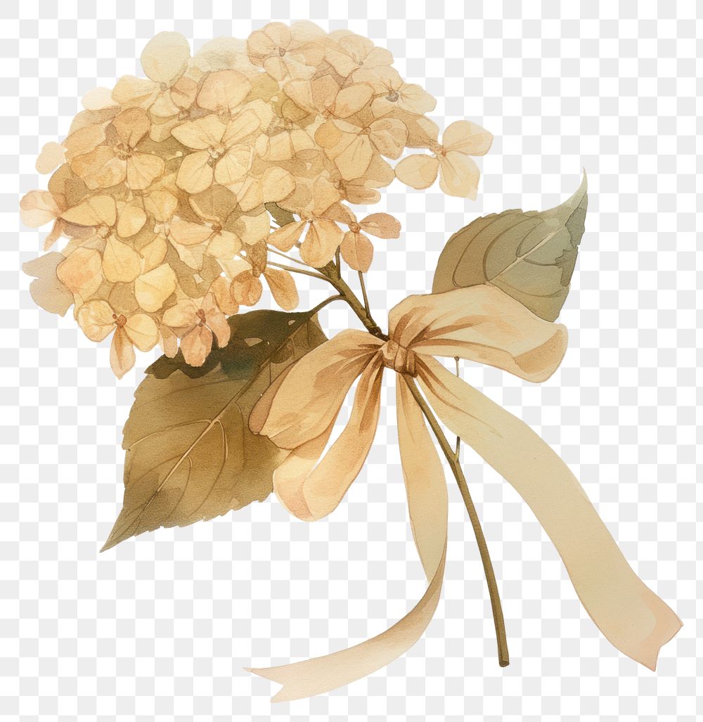 PNG  Elegant watercolor hydrangea illustration