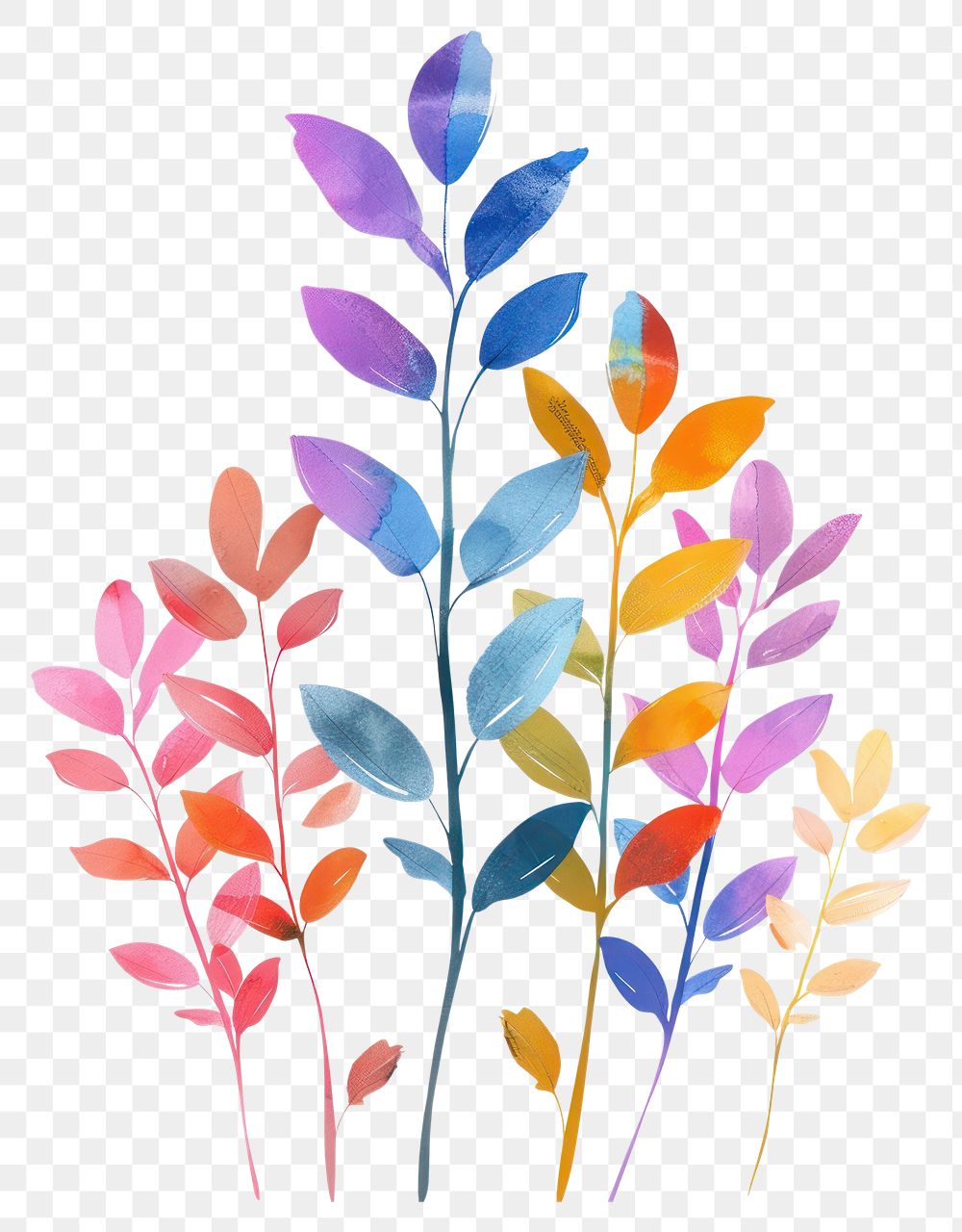 Colorful abstract botanical illustration | Free PNG - rawpixel