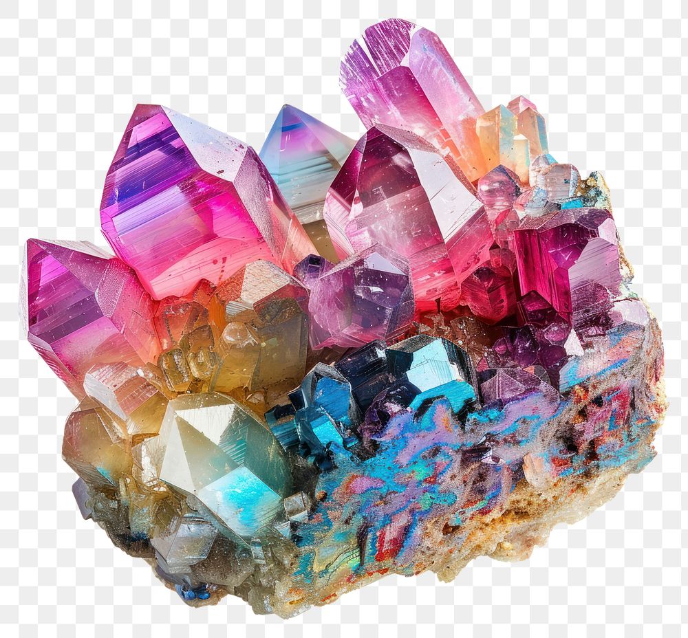 PNG  Colorful iridescent crystal mineral