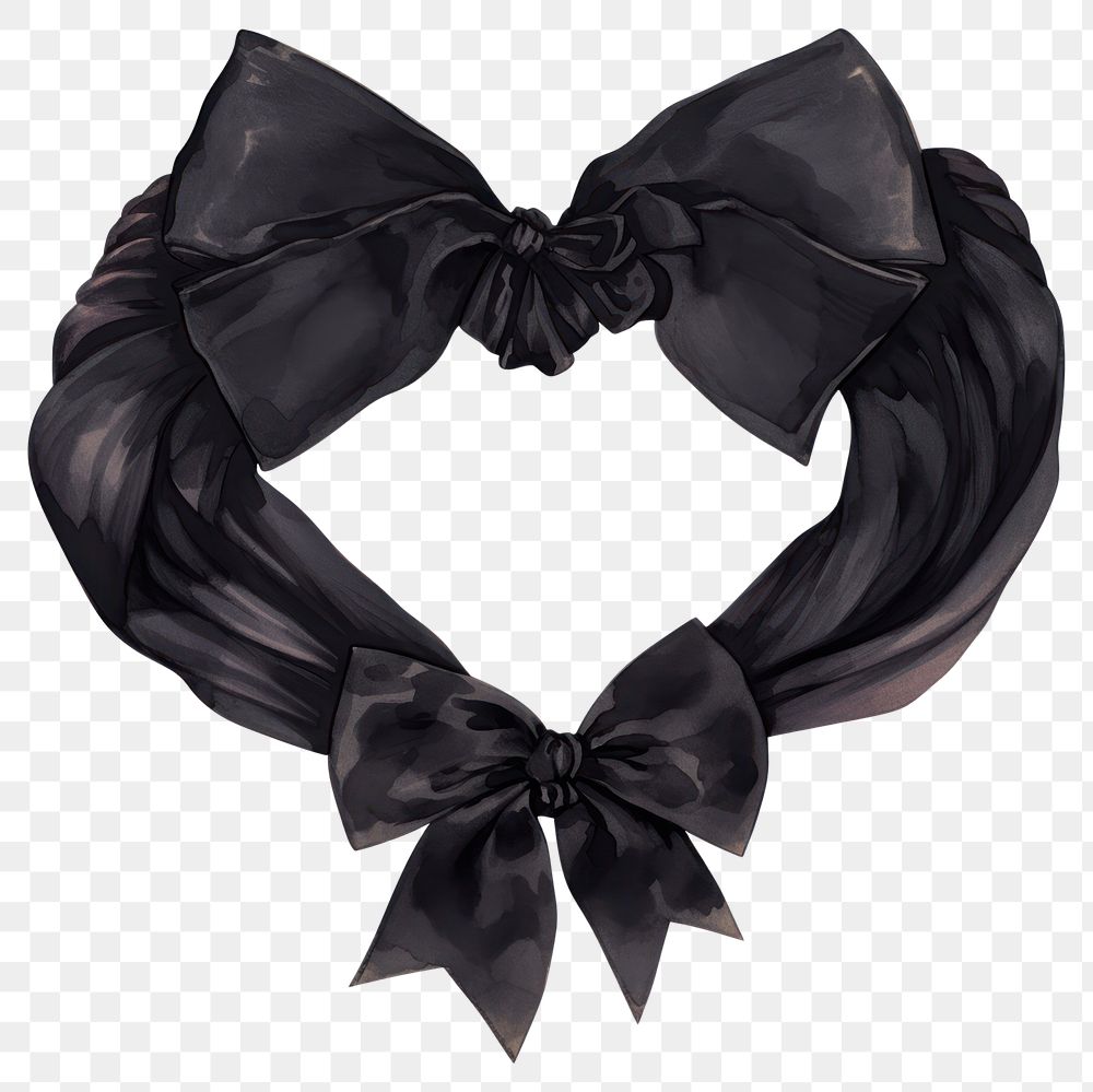 PNG  Elegant black bow heart illustration