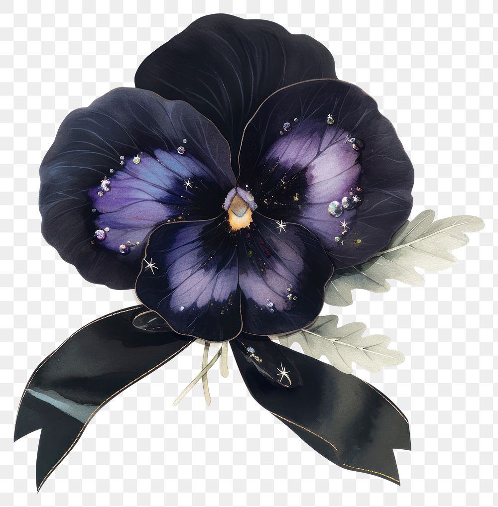 PNG  Elegant floral illustration with ribbon