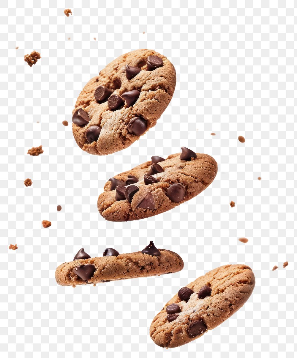 PNG Delicious chocolate chip cookies floating